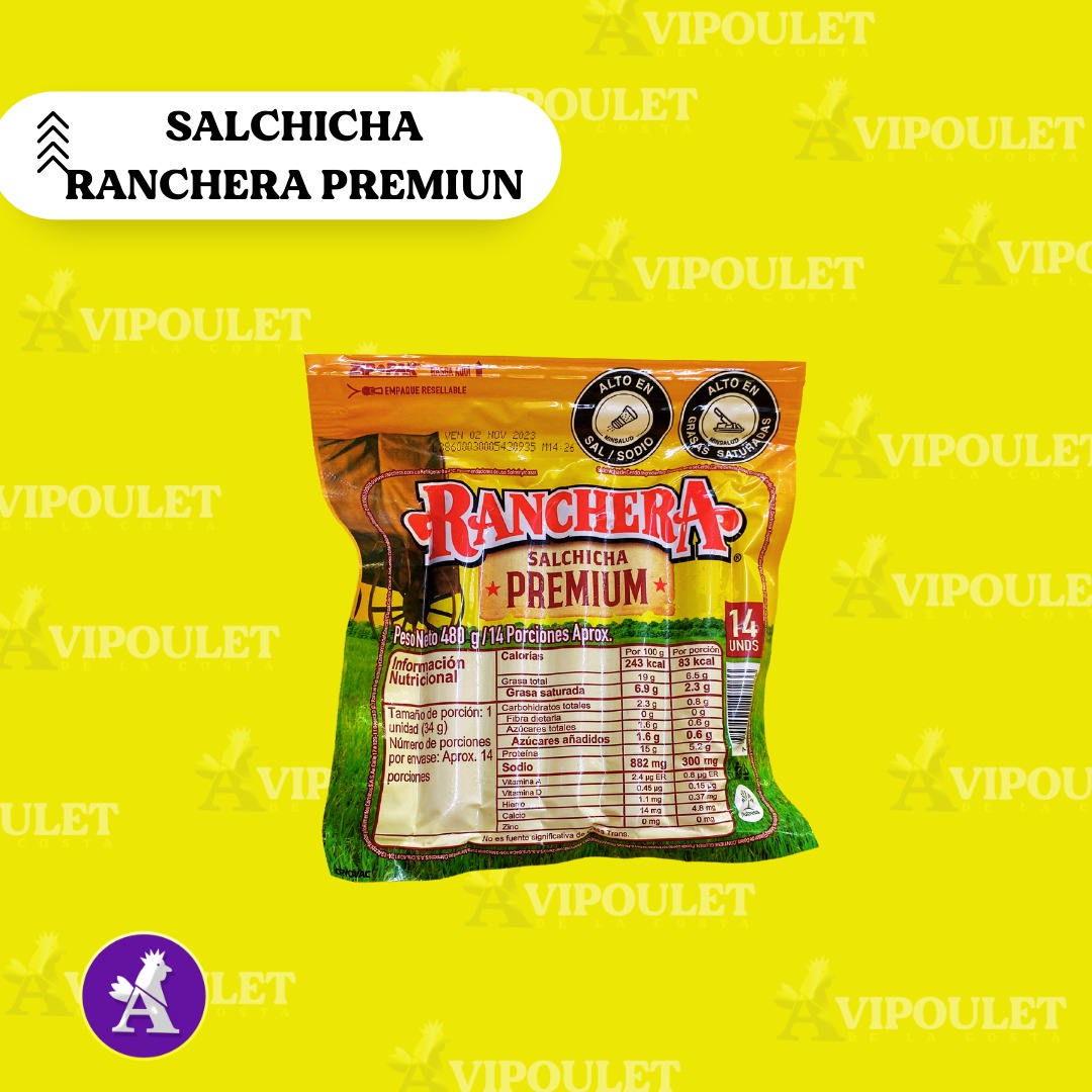 SALCHICHA RANCHERA PREMIUM  X 480 G - 14UND